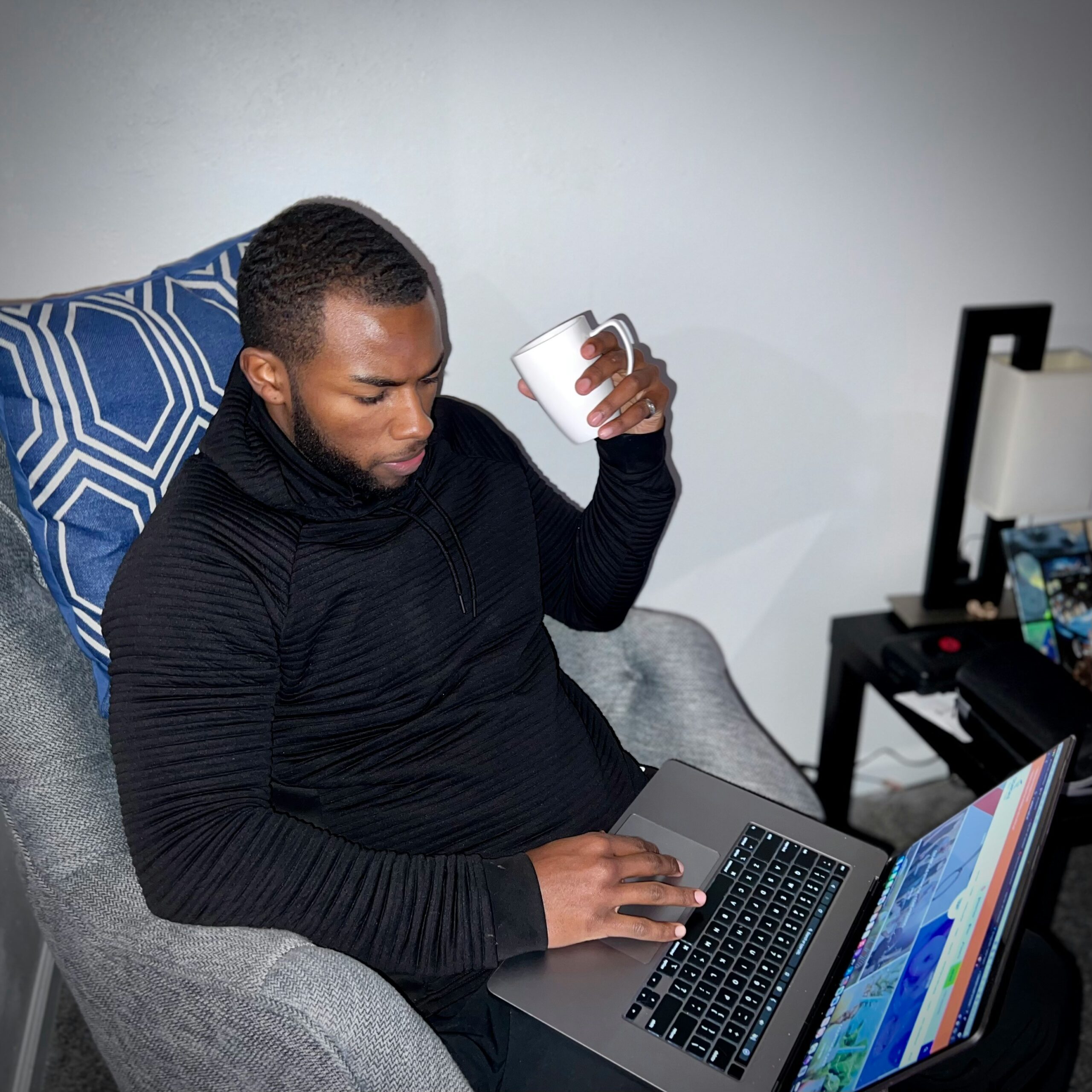A gentleman working on his laptop